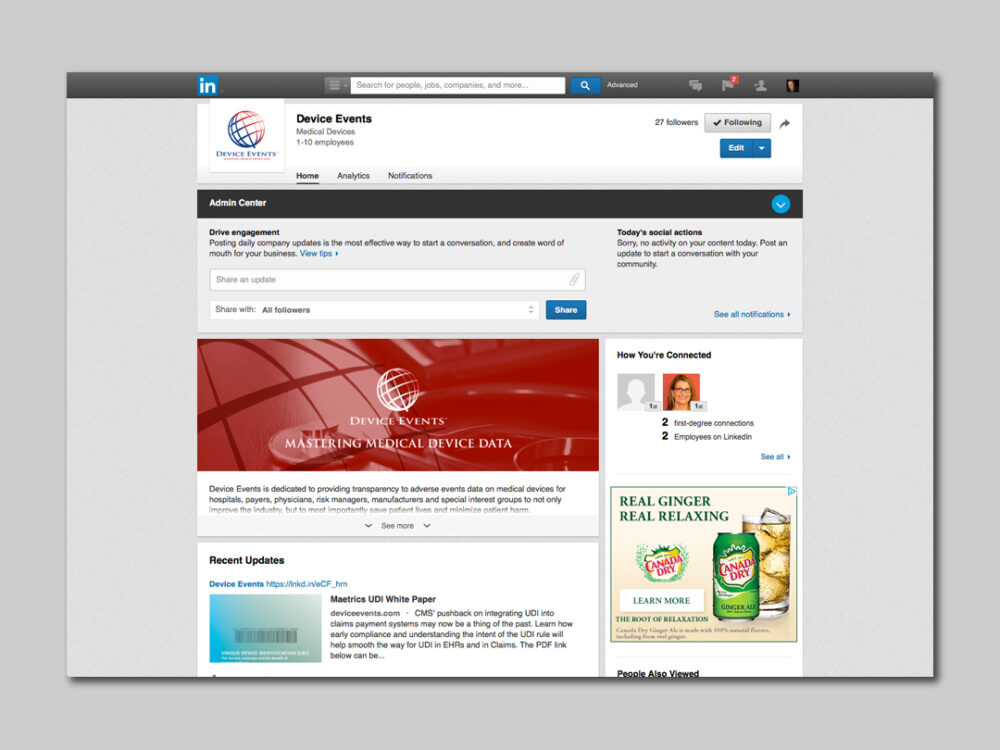 Device Events LinkedIn Business Page